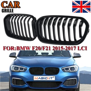 Front Kidney Gloss Black Sport Grills Grille For BMW F20/F21 1 Series 15-19 LCI - Picture 1 of 12