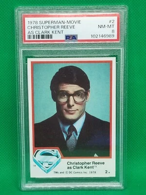 🌌1978 Topps Superman-Movie #2 "Christopher Reeve as Clark Kent"🌌 PSA 8 NM-MT - Image 1 of 2