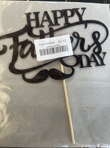 Happy Fathers Day Mustache Cake Topper Black - Picture 1 of 1