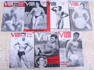 Nice Lot x7 VIM 1955 1956 Male Beefcake Magazine Vintage Gay Interest Magazines - Picture 1 of 8