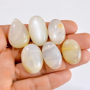 Lote de 6 piedras preciosas cabujón piedra lunar blanca natural de 212 quilates 24x17-32x18 mm #2860 - Imagen 1 de 4