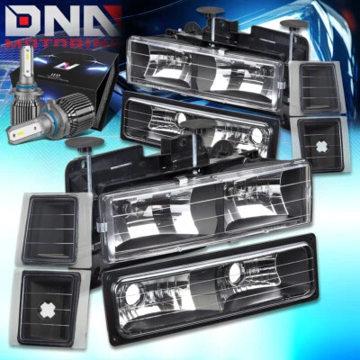 PARA CAMIONETA CHEVY C10 C/K 1994-1999 FAROS CON KIT LED + VENTILADOR FRÍO NEGRO Foto 1 de 4