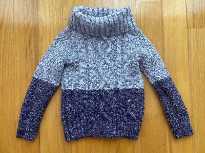 Vince Girl’s Thick Chunky Knit Turtleneck Sweater, Purple: size 5 - Image 1 of 4