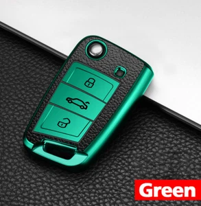 TPU Leather Green Key Shell Fob Case Protect Cover TPU For VW Golf MK7 GTI Jetta - Bild 1 von 12