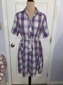 1960s Purple Plaid Shirt Dress A Nancy Frock Size 18 1/2 - Picture 1 of 7