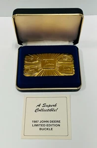 Vintage 1987 John Deere 5 Historic Deere Trademarks Belt Buckle In Case #5944 - Picture 1 of 7