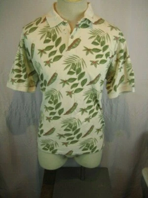 Mens Summa Tan Floral Aloha Hawaiian SS Cotton Golf Polo Casual Shirt sz XL - Image 1 of 4
