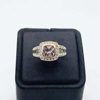 Anillo DAVID YURMAN Banda Cable Rosa Transparente con Diamantes en Plata de Ley .925 Foto 1 de 4