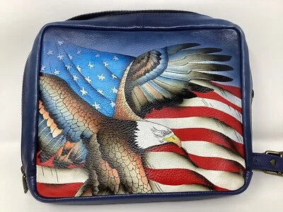 Cartera de cuero Anuschka águila calva bandera americana 4 de julio estrellas y rayas Foto 1 de 4