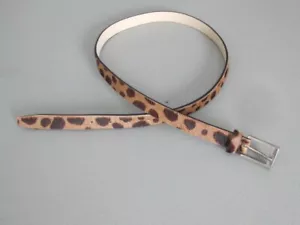 Cintura Italia in pelle stampa leopardata 3/4" taglia L skinny 31-34" fibbia argento classica - Foto 1 di 9