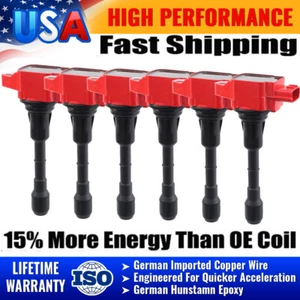Set of 6 Premium Ignition Bobina For 07-12 Infiniti Nissan V6 V8 3.5L 5.0L UF550 - Picture 1 of 12