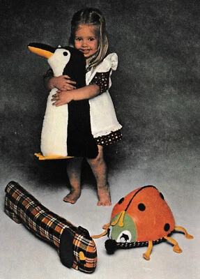 Vtg Stuffed Animal Pattern 15" Ladybug 18" Penguin 24" Weiner Dog Butterick 3958 - Image 1 of 4