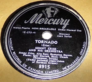 Mercury 8915 Sonny Criss Tornado / Blues For The Boppers 78 RPM E+ E+ - Picture 1 of 2