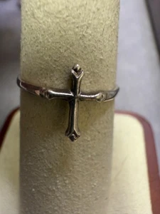 Vintage Christ Cross Christian Religious Sterling Silver Band Ring 4867 - Picture 1 of 3