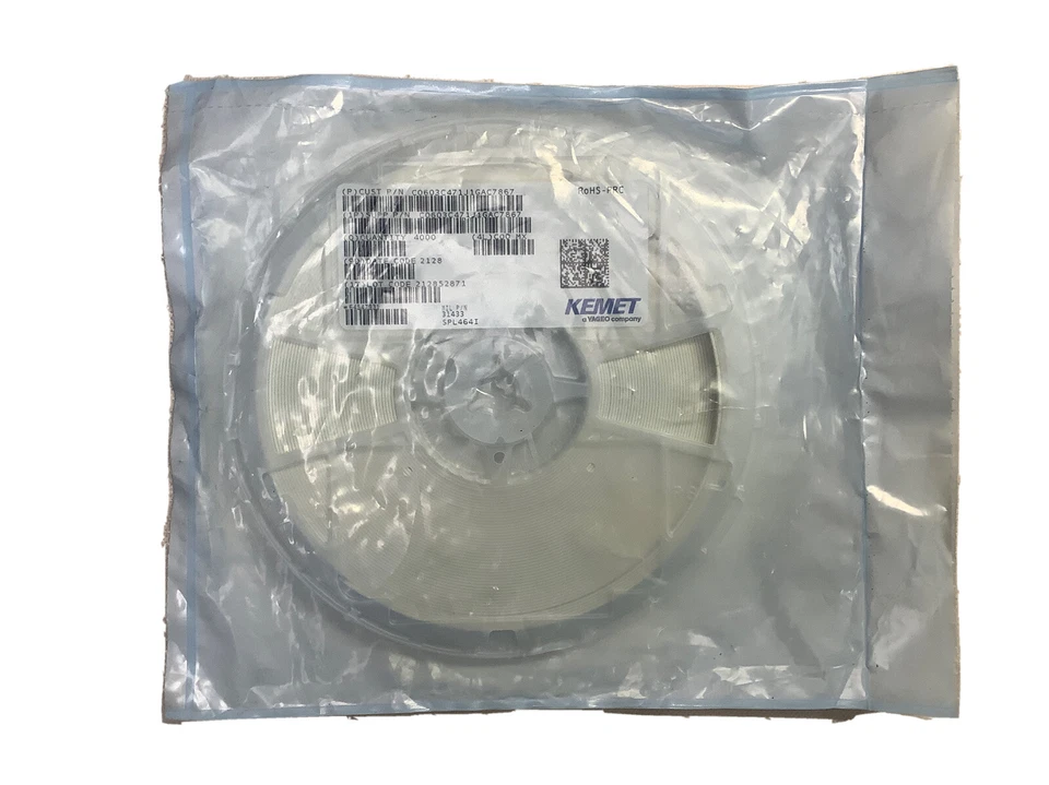 Resistencias 4000 Piezas KEMET SMD/SMT 470PF 100V 5% 0603 C0603C471J1GAC7867 Foto 1 de 3