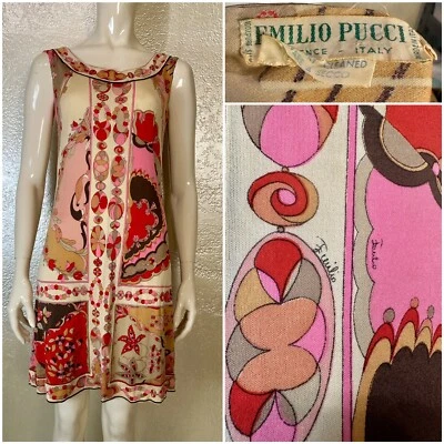 Vintage 1960 Ladies EMILIO PUCCI Silk Dress Made in Italy for Stewarts MOD - Image 1 of 4
