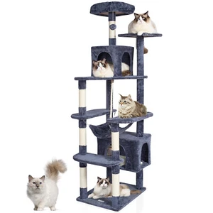 VEVOR Albero per Gatti 183 cm Torre per Gatti 2 Cucce per Gatti Grigio Scuro - Bild 1 von 12