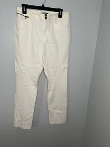 Ralph Lauren Label Mid Rise Straight Leg Pants Off White 8 - Picture 1 of 10