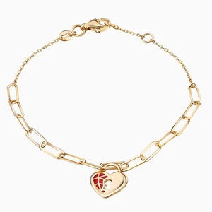 Pori Jewelry 14K Gold Ruby Lock Heart Bracelet - Picture 1 of 3