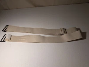 Adjustable Beige Elastic Strap Belt 94" Long with Metal Hooks & Buckle - Picture 1 of 1