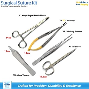 Premium Dental Surgical Kit Precision Needle Holders, Forceps, Iris Scissor - Picture 1 of 8