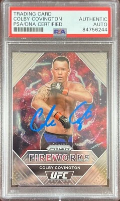 Colby Covington autographed 2021 Panini Prizm card #6 UFC PSA Encapsulated - Image 1 of 3