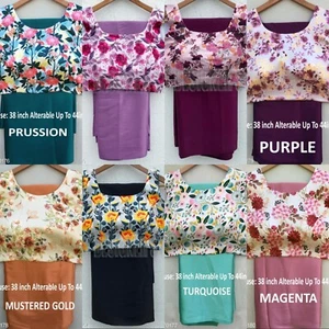 Damen Satin Seide Sari mit fertiger Bluse - Bild 1 von 17