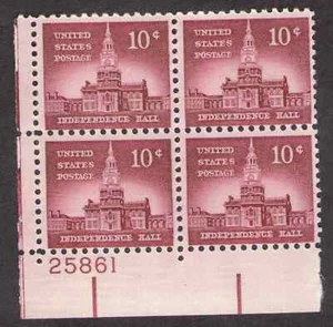 US. 1044. 10c. Independence Hall, Liberty Issue. PB4 #25861 LL. MNH. 1956 - Picture 1 of 2