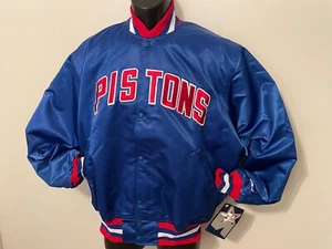 Vintage NBA DETROIT PISTONS STARTER SATIN LETTER Jacket NEW Old Stock NWT LARGE - Picture 1 of 11