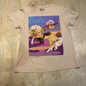 Mattel Barbie Womens Beige Retro Rodeo Cowgirl Graphic T-Shirt Size Large - Picture 1 of 6