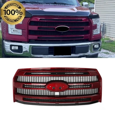 For 2015 2016 2017 Ford F-150 F150 Platinum Ruby Red Front Grille W/ Camera Hole - Изображение 1 из 4