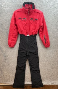 Vintage Nils Skianzug Damen 8 Einteiler Schneeanzug rot schwarz Schneeoverall Vintage 90er - Bild 1 von 16