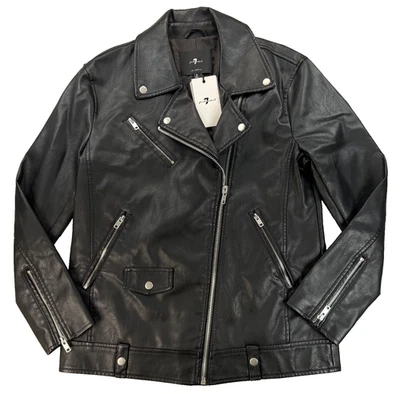 Chaqueta de motociclista de cuero sintético negra 7 For All Mankind (talla S) - Precio de venta sugerido por el fabricante $695 Foto 1 de 4