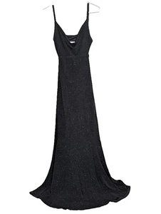 Cache Women’s 4 Y2K Vintage Dress Black Open Back Glitter Sparkle Maxi Babydoll - Picture 1 of 9