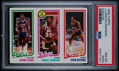 PSA 8 (PD) - 1980-81 Topps - Long/Magic Johnson/Boone Pistons/Lakers/Jazz HOF - Изображение 1 из 2