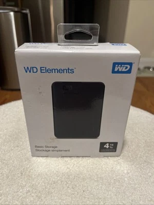 WD 4TB Elements Portable USB 3.2 Gen 1, Hard Drive HDD - WDBU6Y0040BBK-WESN -NEW - Image 1 of 4