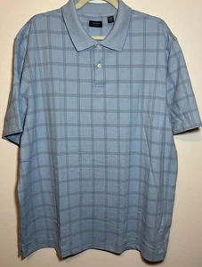 Arrow Mens Blue Plaid Short-sleeve Polo Shirt Size XXL Classic Fit EUC - Picture 1 of 5