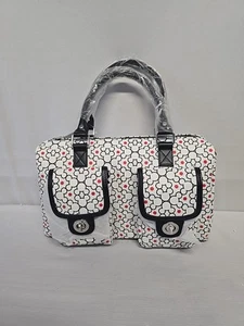 Disney Parks Mickey Mouse Icon Geometric White Travel Satchel Bag Purse - Picture 1 of 2