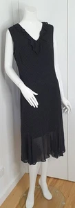 Vintage 90s Country Road Midi Dress Sz 12/14 Mod 10/12 Sleeveless Blk/Wht Spot - Picture 1 of 16