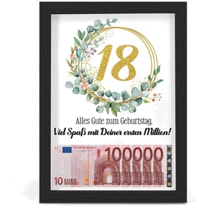 Personalisiertes 18 Geburtstag Geldgeschenk Wandbilderrahmen Kompakt DIY - Bild 1 von 11