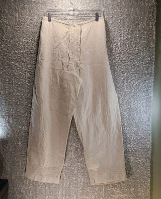 Charter Club Linen Pants Women's 14 Brown Tan Pull On Elastic Waist Wide Leg - Image 1 of 4