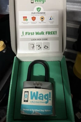 Wag 3 Number Combination Lock Box for Dog Walkers Key Lockbox Hide A Key Used - Image 1 of 4