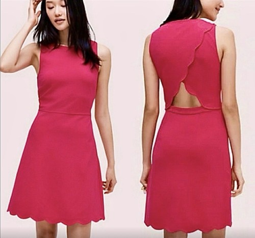 Abito Kate Spade Scallop A Line Ponte Donna Tg M Rosa Festa Evento Matrimonio Nuovo con etichette