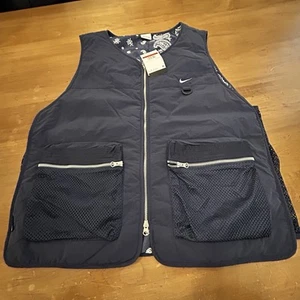 NWT Nike Full-Zip Premium Basketball Navy Vest Gilet DV9493-410 Men’s Sz L Mesh - Picture 1 of 12