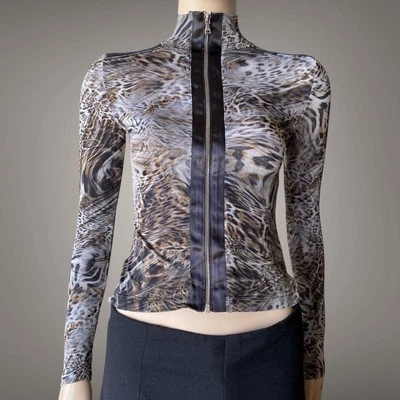 Blusa Top Dolce&Gabbana D&G De Colección Estampado Animal Y2K Cremallera Completa Talla S Foto 1 de 4