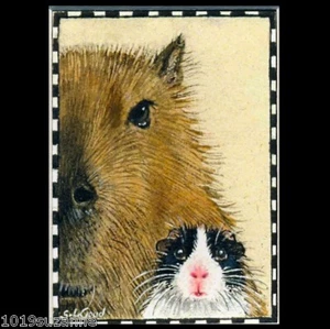 Guinea Pig & Capybara ACEO art print from original painting by Suzanne Le Good - Bild 1 von 1