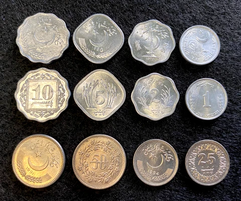 Pakistan 6 Coins Set 1, 2, 5, 10, 25, 50 Paisa UNC World Coins Cover