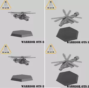 Battletech Alternative - Warrior 8 OTS Attack Helicopter x4 w/ Hex Bases (6mm) - Picture 1 of 5
