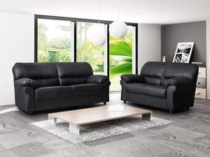 Luxury 3+2 seater Sofa Set or Corner Faux Leather Suite Black Candy Sofas Couch - Picture 1 of 3