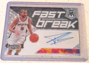 2019-20 Panini Mosaic Fast Break Autograph Disco Tony Parker FB-TPK Spurs - Picture 1 of 2